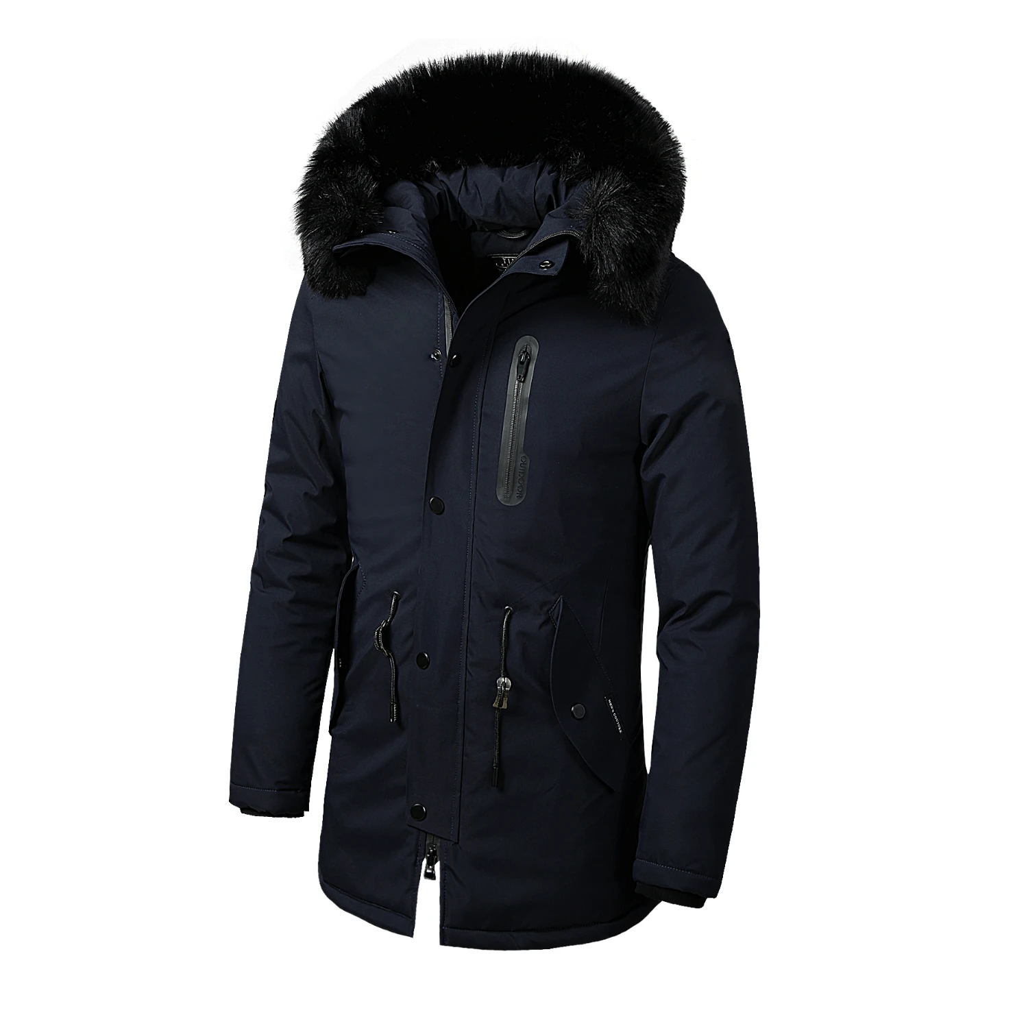 30* Мужская зимняя теплая куртка с меховым воротником, длинная толстая хлопковая Повседневная парка, Мужская Брендовая верхняя одежда с карманами, водонепроницаемая куртка-парка - Цвет: Blue