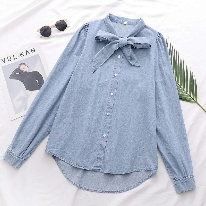 

Women's clothing wholesale 2021 spring and summer new H long-sleeved denim cotton shirt
