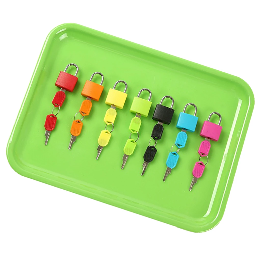 

7 Pieces Colorful Key & Lock in Plastic Salver for Children Kids Montessori Toy Early Teaching Supply