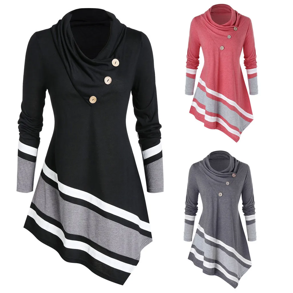 Plus Size L-5xl Fashion Female Turtleneck Blouse Casual Winter Lady Striped  Tunic Tops Women's Long Sleeve Shirt Blusas Pullover - Blouses u0026 Shirts -  AliExpress