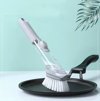 

Long Handle Pot Brush Dish Bowl Washing Cleaning Brush Soap Dispenser Kitchen Sink Scrubber Automatic Sponge Dishwasher Brush