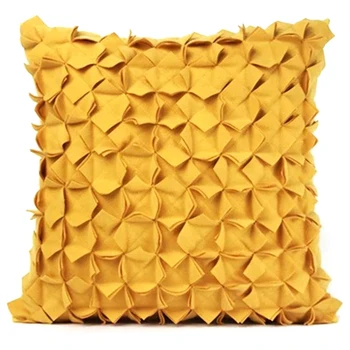 

Cilected 45X45cmCreative Yellow Flowers Waist Pillow Cover Stereo Pleats Decorative Ruffles Cushion Pillowcase Sofa