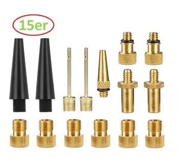 

15pcs Valve Adapter Set Bicycle Basketball Pneumatic Needle Converter Schrader Presta Valve Ventil Adapter Set Bicycle Pump Tube