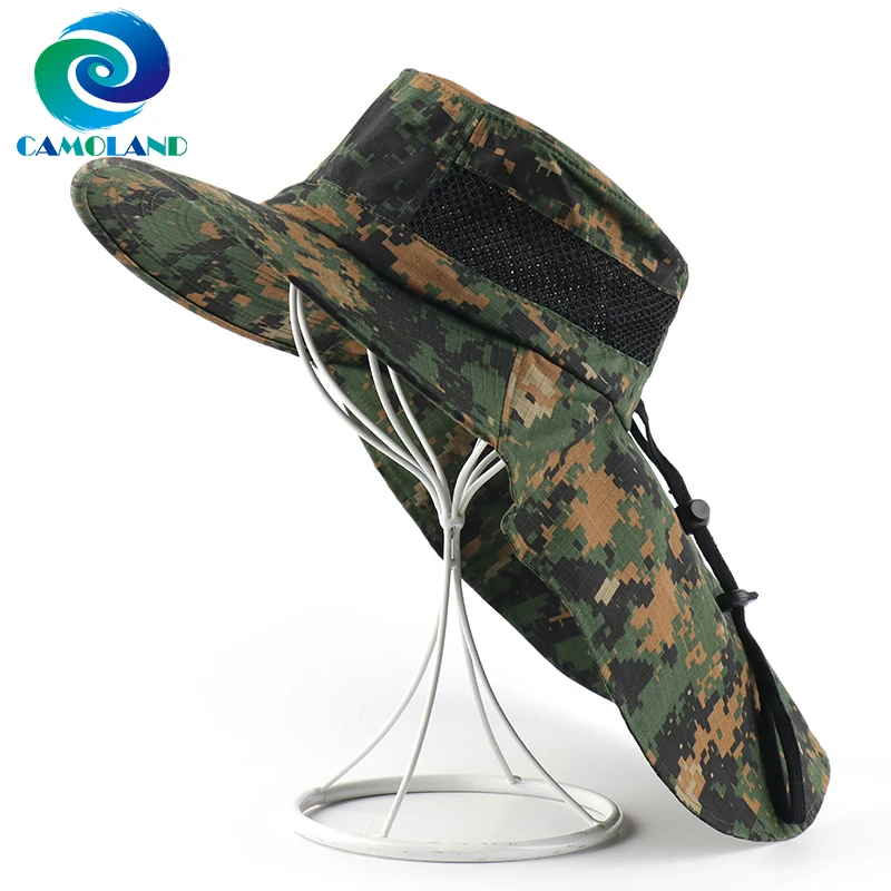 camo hat with neck flap