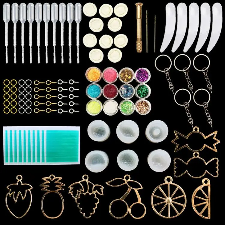 

Fruit candy jewelry Silicone Resin Kits Jewelry Casting Mold Tools Set Included Jewelry Pendant Moulds Stud Earrings