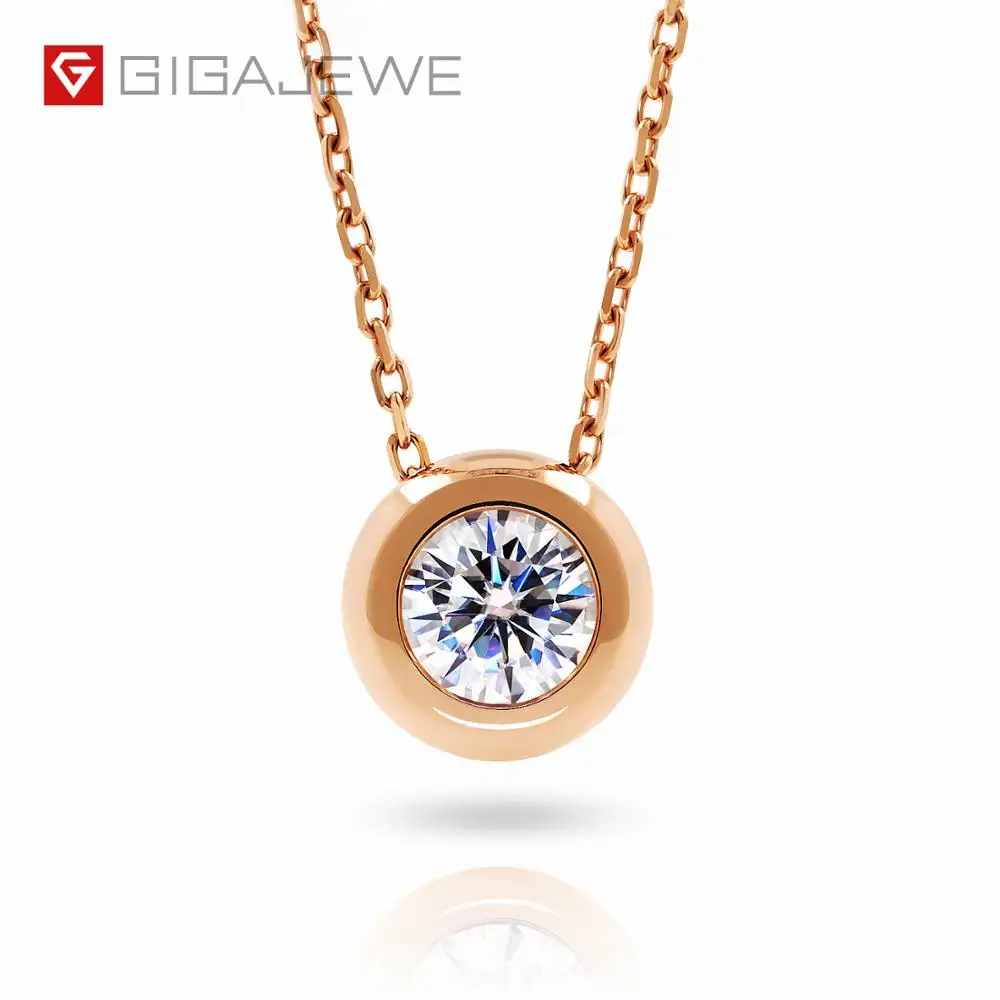 GIGAJEWE 0 5-1ct 6 5 мм D Цвет Круглый 14K/18K розовое золото Moissanite ободок набор ожерелье