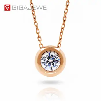 

GIGAJEWE 1.0ct 6.5mm D Color Round 14K/18K Rose Gold Moissanite Necklace Diamond Test Passed Jewelry Woman Girl Gift