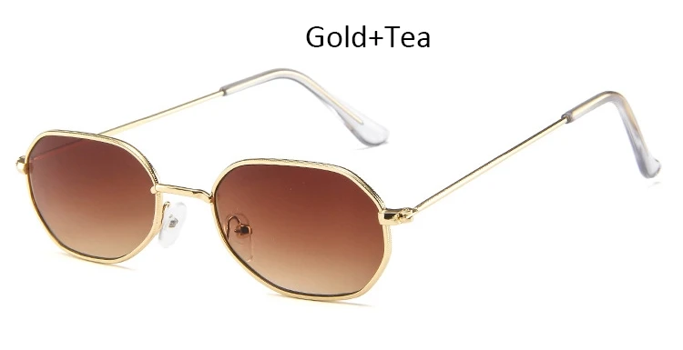 Винтажные Квадратные Солнцезащитные очки в металлической оправе для женщин, брендовые солнцезащитные очки для женщин, прозрачные оттенки для женщин, трендовые розовые женские очки - Цвет линз: Gold Tea