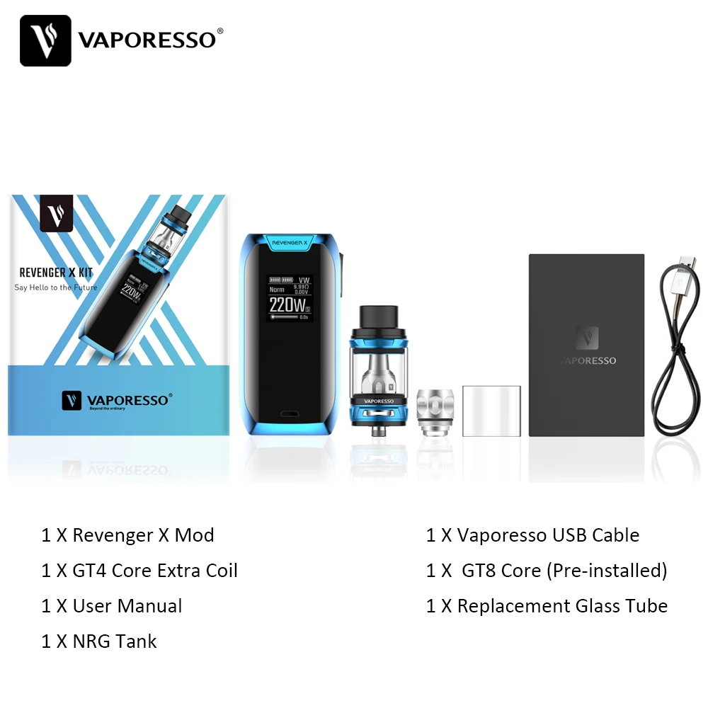 Оригинальный набор Vaporesso Revenger X Mini для вейпа 220 Вт TC бокс мод с баком NRG атомайзер 5