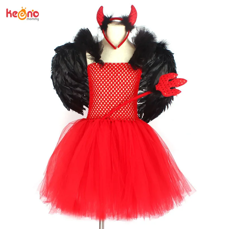 SM SunniMix Traje de diabo de Halloween para crianças, faixa de cabelo de  diabo, cosplay imaginativo jogo tutu saias decoração de fantasia para  festival de, Vermelho