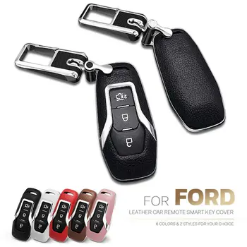 

New 3 Button Cowhide Leather Car Remote Key Case Fob Cover For Ford Mondeo Forex
