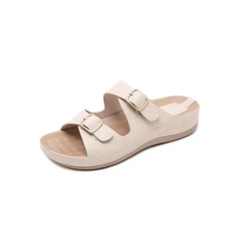 

2019 Summer New European And American Comfortable Thick-bottom Metal Large Size Casual Soft Bottom Women's Cool Slippers