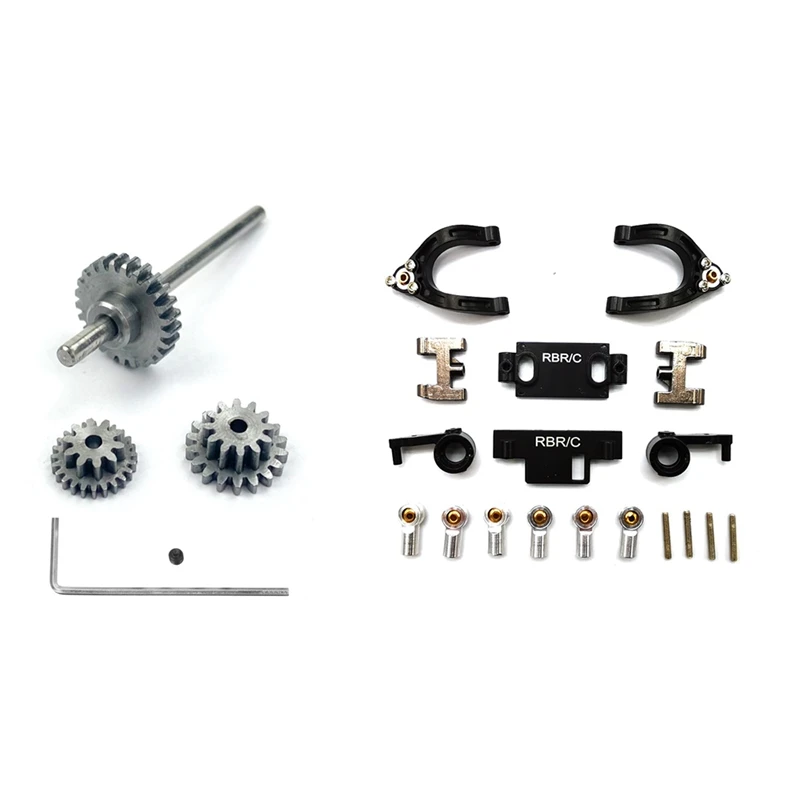 Transmission Gearbox Steel Gear Set Spare Accessories with Lower Swing Arm Steering Cup Knuckle Black | Игрушки и хобби