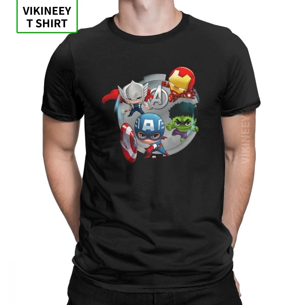 

Men T-Shirts Avengers Assembled Vintage 100% Cotton Tees Short Sleeve Super Hero Comic Marvel T Shirt Clothing Plus Size