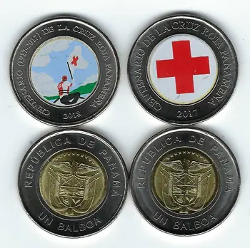 

Set 2Pcs Panama 1 Balboa Commemorative Coins Bicolor Colorful Edition Latin America Original Coin New UNC