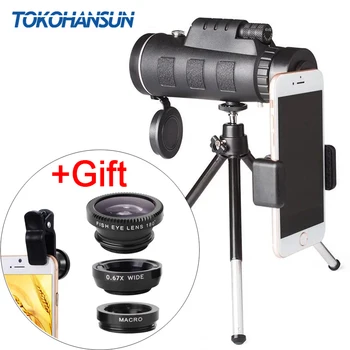 

TOKOHANSUN Mobile Phone Camera Lens 40x Telescope Telephoto 40X60 Lenses + 3in1 Fisheye Wide Angle Macro Lentes for Samsung