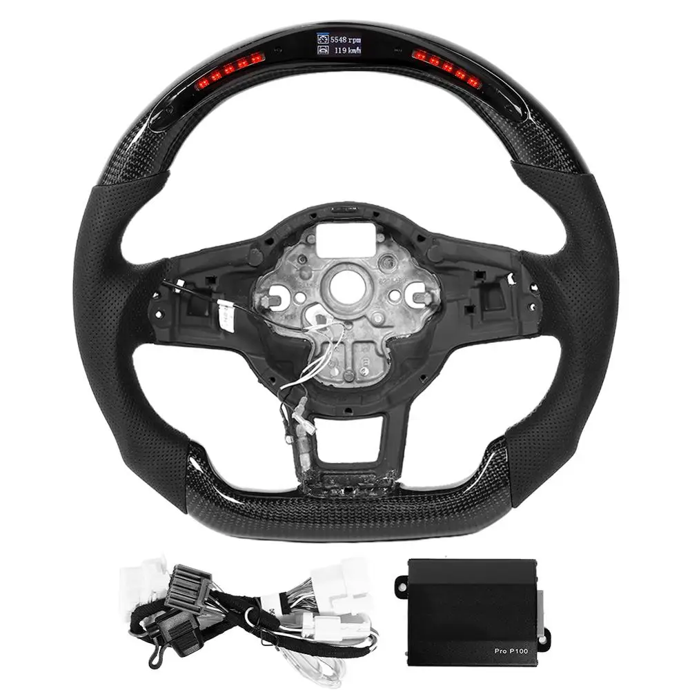 Carbon Fiber Led Shift Lights Lcd Display Steering Wheel Fit For