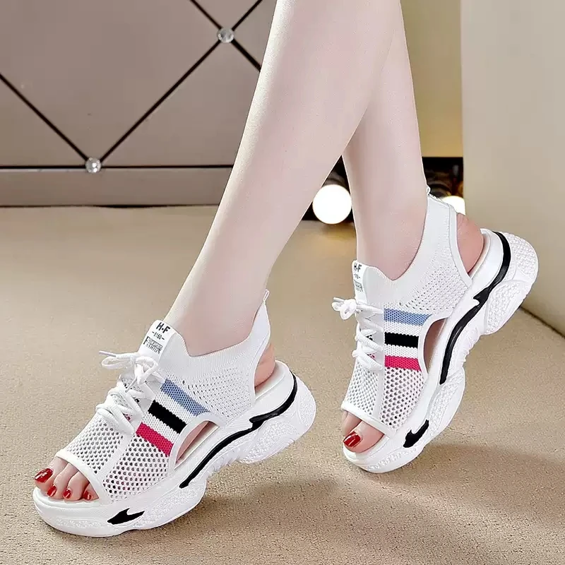Women's Sports Sandals 2025 Summer New Hollow Flat Ins Fashion All-match Platform Platform Casual Shoes women sandals