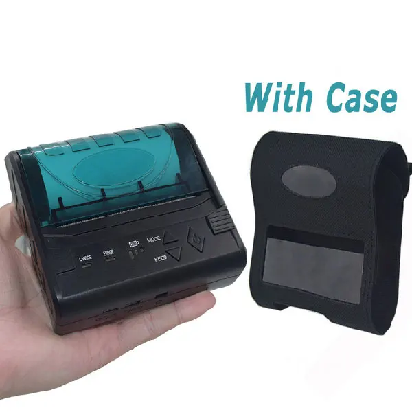 Printer Case Термальный чековый Bluetooth принтер 80 мм 4 дюйма мини принтер Поддержка компьютера iOS Android система с индикатором батареи Бесплатный SDK - Цвет: Printer Case