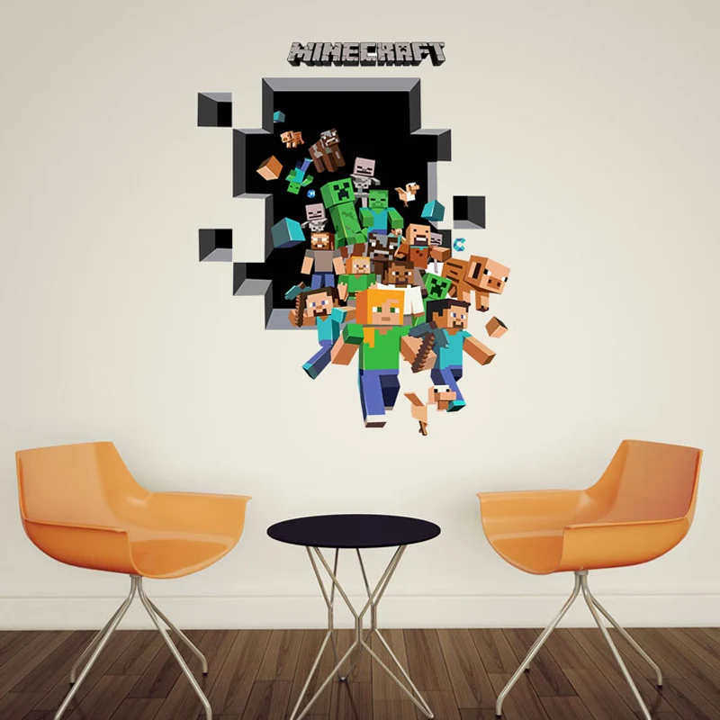 

70X50cm Minecraft Cartoon Game 3D Wall Sticker for Kids Room Mural Poster Home Decor Wall Decal Poster Square World 70x50cm