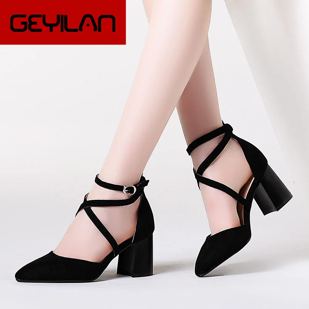 

2020 Dropship Plus Size 42 Block High Heels Top Qualilty Elegant Summer Sandals Woman Shoes Women