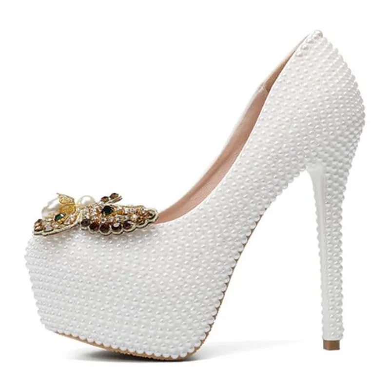 

Women Pumps Thin High Heels White Sexy Sequined Cloth Slip On 14CM Round Toe Dress Office & Career Party Wedding shoes for women