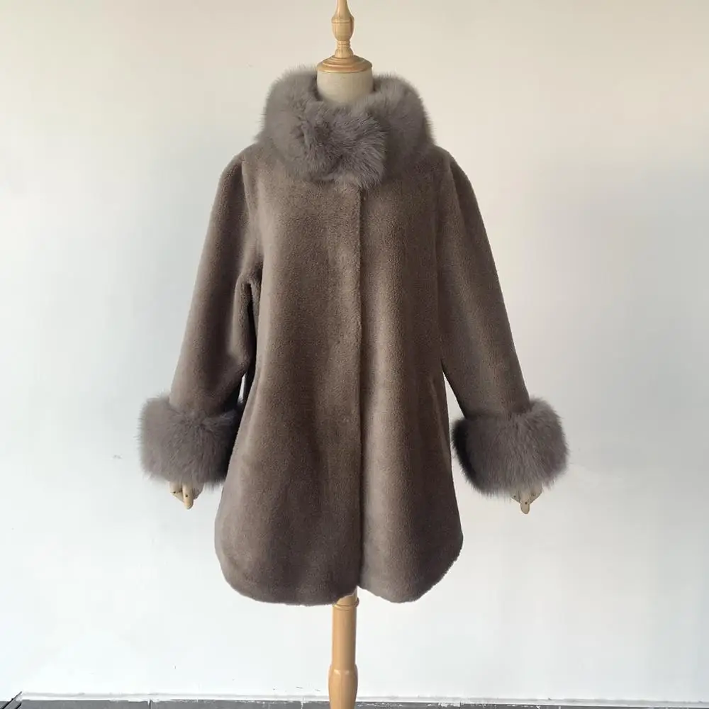 Pudi пальто из натурального овечьего меха, куртка, пальто, женские зимние теплые пальто из натурального меха, пальто H632 - Цвет: grey