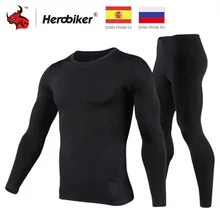 HEROBIKER, мотоциклетный комплект термобелья, мужские мотоциклетные лыжные зимние теплые подштанники, топы и штаны, комплект