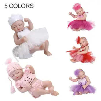 

25cm Vinyl Silicone Reborn Baby Girl Doll with Tutu Dress Children Accompany Toy New