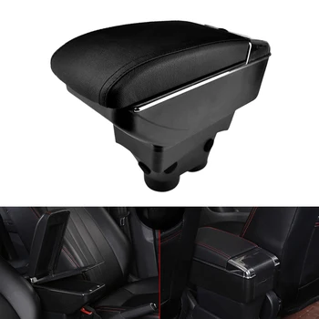 

DWCX Black Dual Layer Storage Box Armrest with Leatherette Padding Fit For Peugeot 208 2013 2014 2015 2016 2017 2018