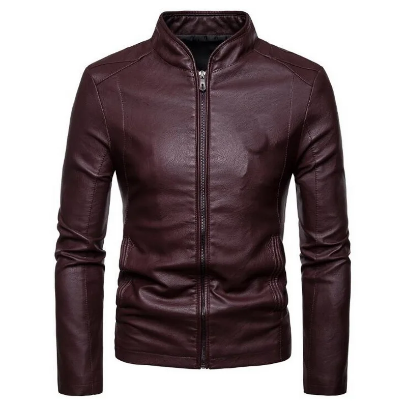 

VXO New autumn and winter men's leather motorcycle Korean Slim stand-up collar PU leather Coat leather jacket