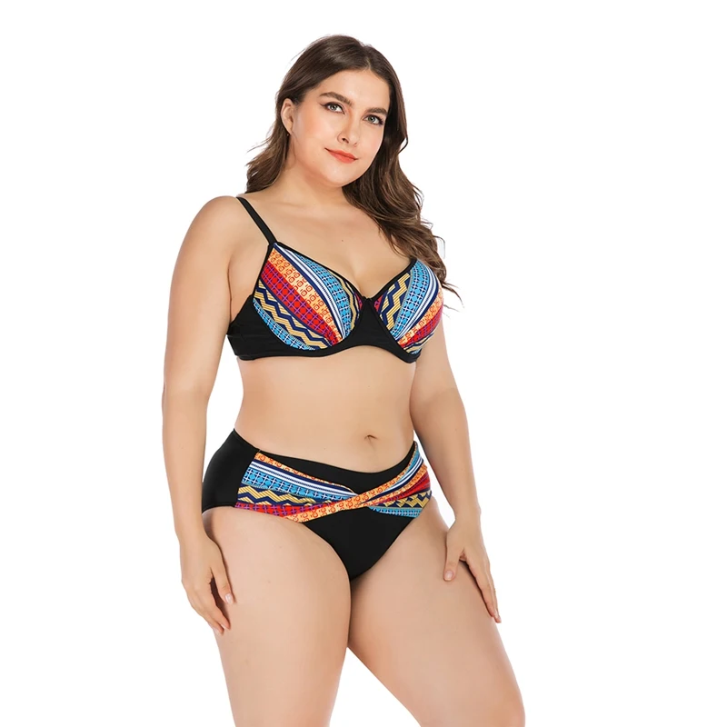 

Women Tankini Patchwork Strappy Mid Waist Quick Drying Swimwear Bikini Top Bottom Plus Size Swimsuit Beachwear Swimming Suit