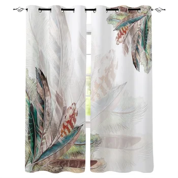 

Cute Colorful Feathers Curtains for Windows Drapes Blinds Modern Custom Printing Curtain For Living Room Bedroom Home Decor