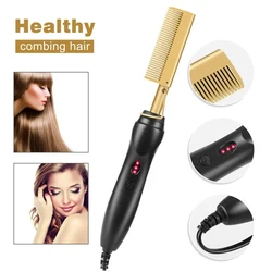 2 In 1 Hot Comb Straightener Electric Hair Straightener Hair Curler Wet Dry Use Hair Flat Irons Hot Heating Comb for Hair