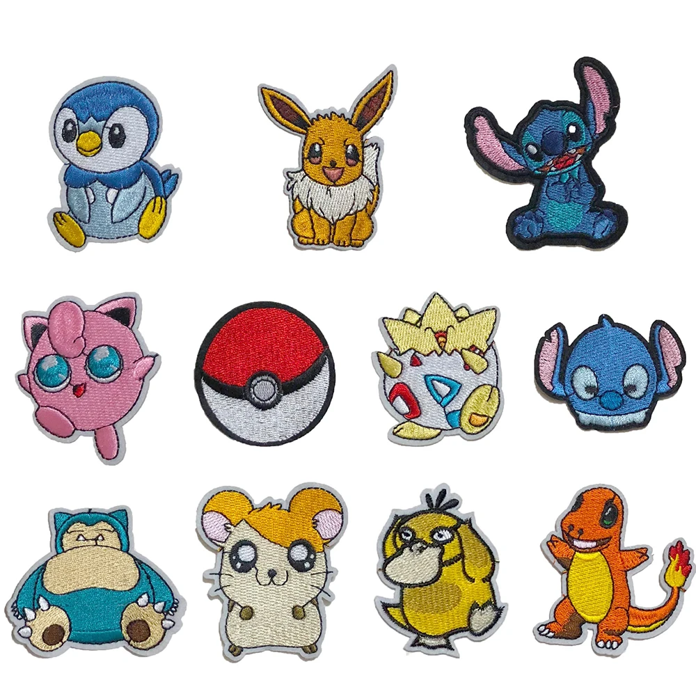 Pikachu Iron on Patch Pokemon Cloth Stickers Sew Embroidery Patches  Applique Clothing Cartoon DIY Garment Vetements Decor