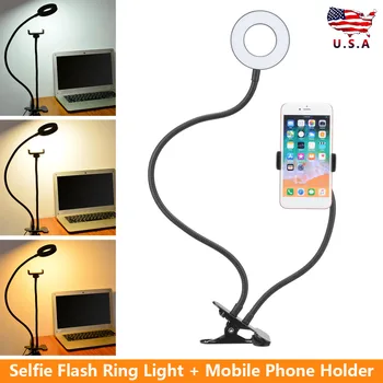 

Selfie Flash Led Ring Light Mobile Phone Holder Enhancing Photography for Smartphone USB With Clip Live Stream