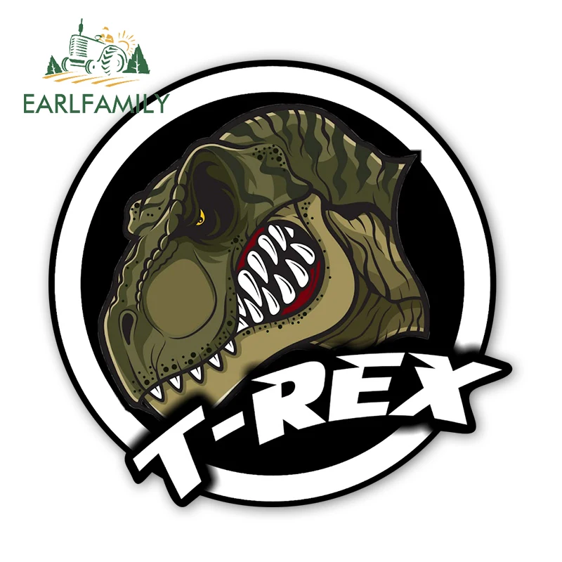 Earlfamily 13Cm X 12.5Cm Angry Tyrannosaurus Rex Decal Vinyl Fuel Tank Cap Decorazione Della Finestra Cartoon T-Rex Adesivi Per Auto