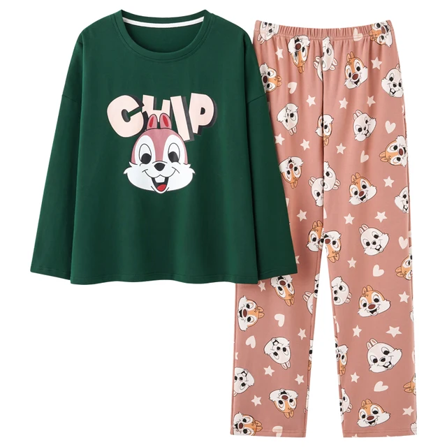 Disney Cartoon Snow White Dwarf Long Pajamas Set Lady Autumn Winter Cotton Long Sleeve Trousers Suit Printing Kawaii Pyjamas Set 3525