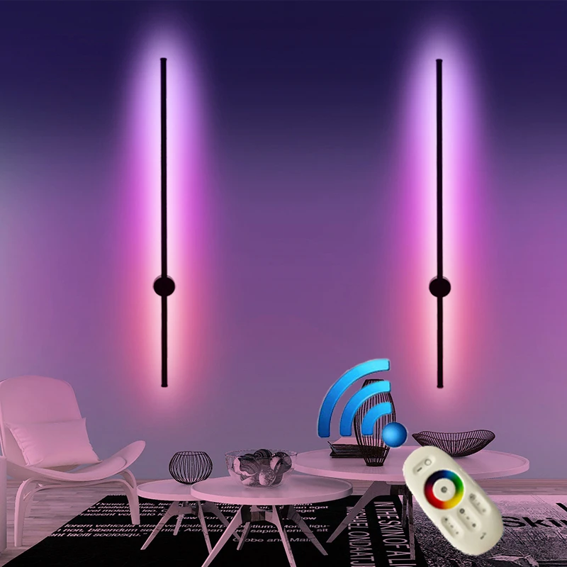모던 다채로운 LED 벽 램프, 원격 제어 RGB 야간 조명, 홈 데코, 스콘스 적용, 사무실 주방 비품 장식