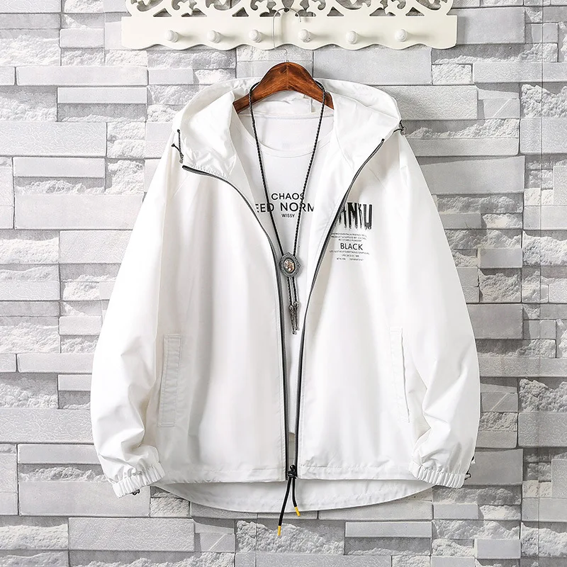 

Autumn New Arrival Jacket 2019 Men's Casual Loose-Fit Hooded Coat Cool Back Geometry Printed Five-pointed Star Coat