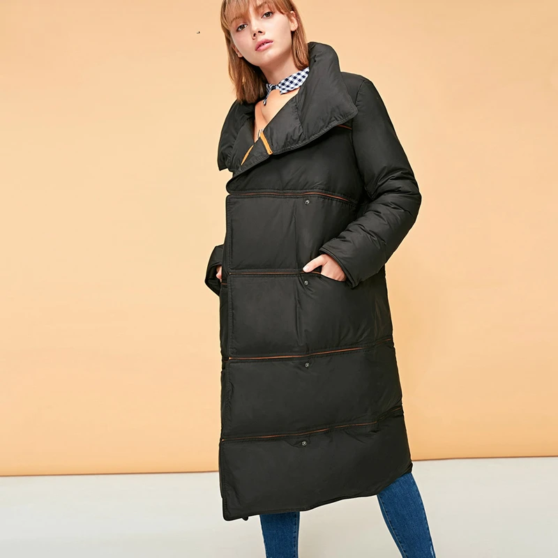 

Vero Moda new webbing stitching edging medium and long bomber down jacket 318412549