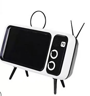 Black 2 в 1 Ретро ТВ держатель для телефона Портативный беспроводной Bluetooth бас динамик музыкальный плеер держатель для мобильного телефона Подставка Прямая поставка - Цвет: Black