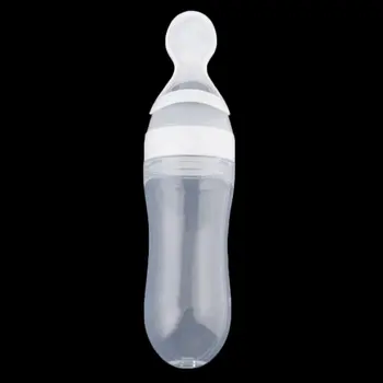 

Baby Squeezing Feeding Spoon Silicone Training Scoop Rice Cereal Food Supplement Feeder Safe Tableware Medicine Extrusion Tools