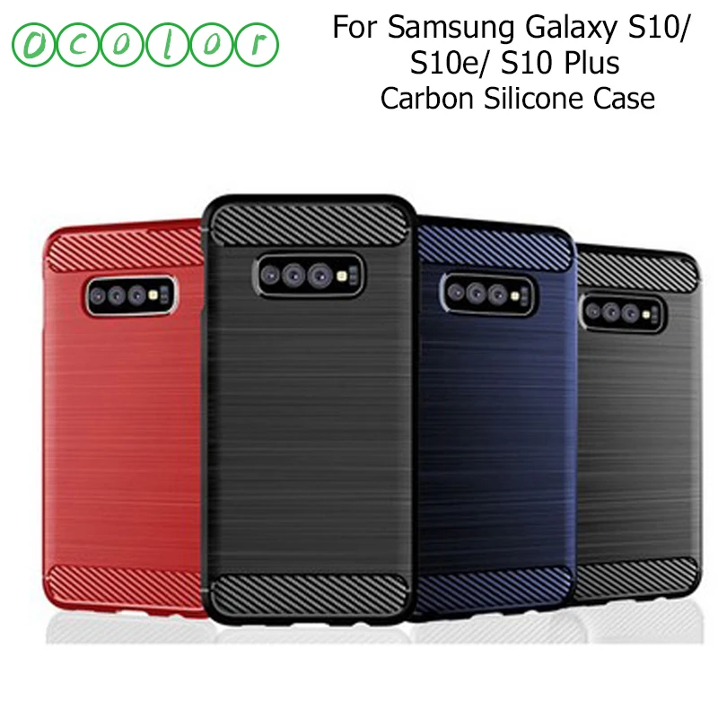 

ocolor For Samsung Galaxy S10 S10e Carbon Silicone Case Soft Back TPU Cover For Samsung Galaxy S10 Plus Protective Phone Case