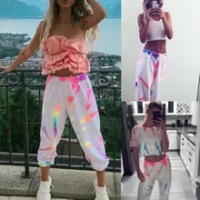 Модные женские штаны для бега Tie Dye с высокой талией, длинные штаны для активных девушек, спортивные штаны с эластичной талией, женские спортивные штаны