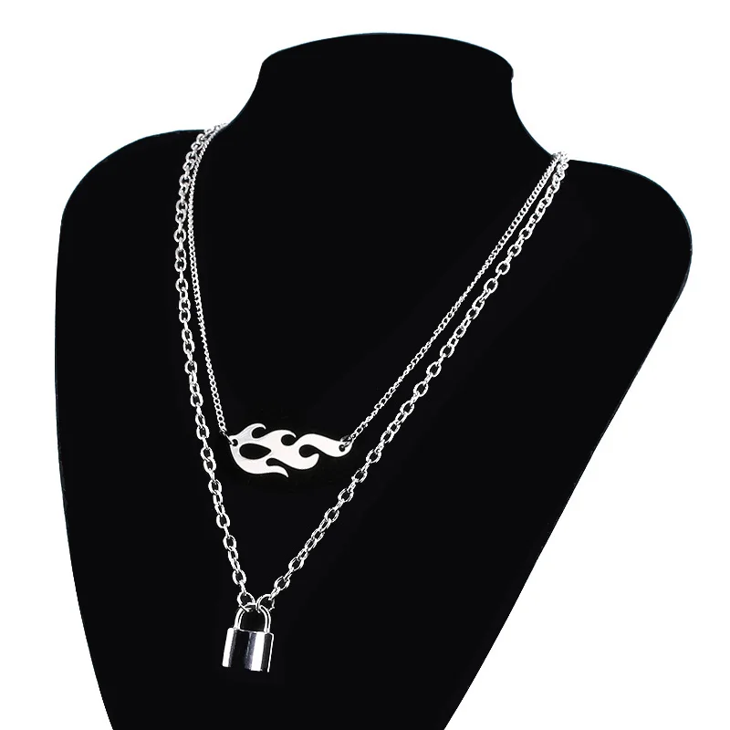 Многослойное ожерелье с подвеской в виде креста и пламени|fashion necklace|necklace fashionnecklace