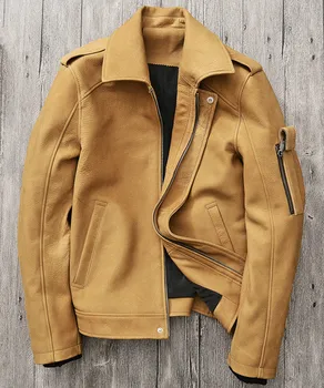 

New Men's Leather Jacket Deer Genuine Leather Flight Jacket Men Real Deerskin Leather Coat Customizable size | 203902013100