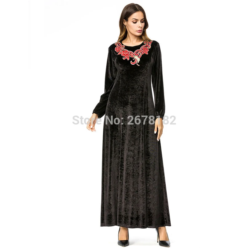 New Elegant Muslim Abaya Velvet Dress Beading Long Robes Kimono Jubah Ramadan Arabic Dubai Turkish Thobe Islamic Prayer Clothing |