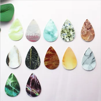 

100Pcs/lot Marble Granite Grain Pu Leather Earrings Findings Laser Waterdrop Charms For DIY Earrings Making Jewelry Collections