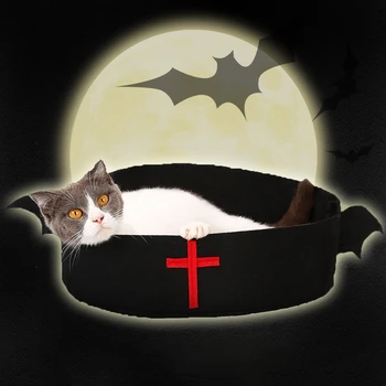 

Dog Cat Bed Bats Design Cat House Pet Halloween Sleeping Mat Christmas Old Man Belt Cat Bed for Small Dog Cat HYD88
